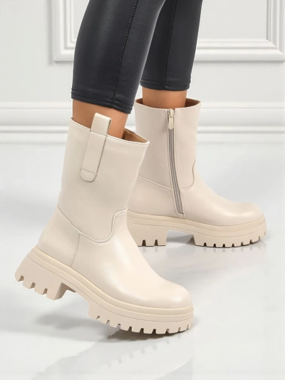 Höhere Damenstiefeletten aus Öko-Leder Scarlet Mist