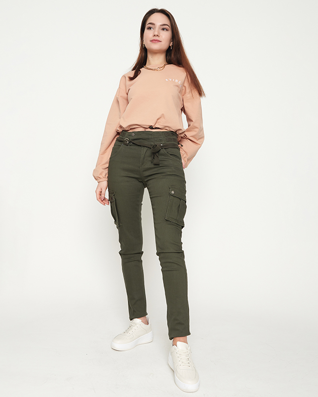 Dunkelgrüne Damen-Cargohose - Kleidung