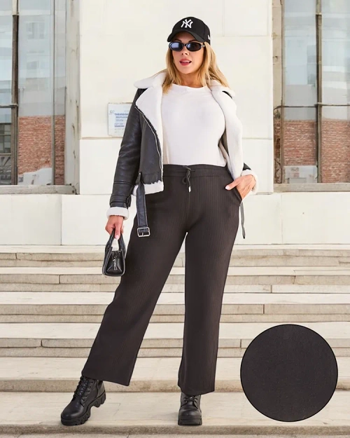 Royalfashion Широки брюки для жінок з полосками PLUS SIZE