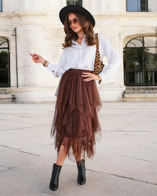 Жіноча двошарова міді-спідниця Royalfashion