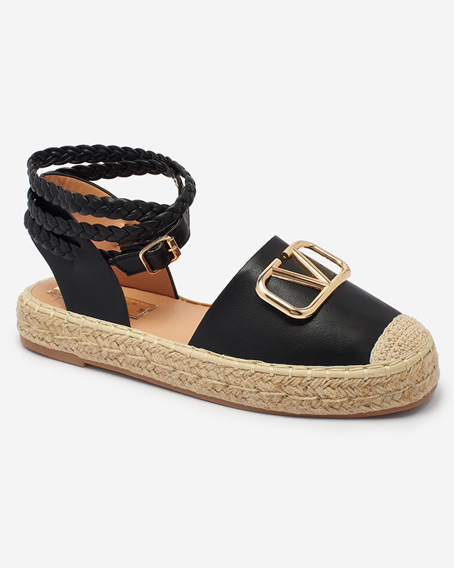 Royalfashion Schwarze Damen Espadrilles mit Verzierungen Eterisa