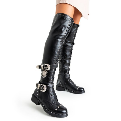 Schwarze Schnürstiefel aus Öko - Leder Stefania - Schuhe