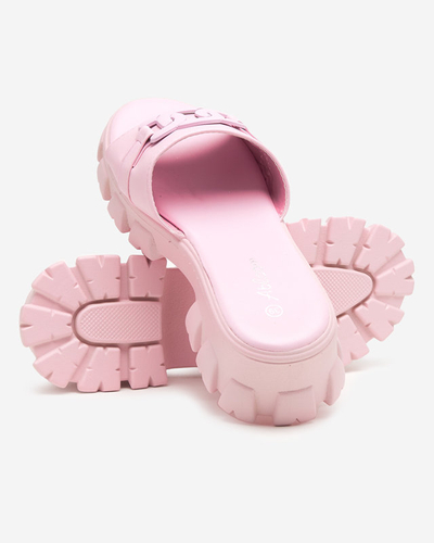 OUTLET Violette Damenhausschuhe auf dicker Sohle Inza-Shoes
