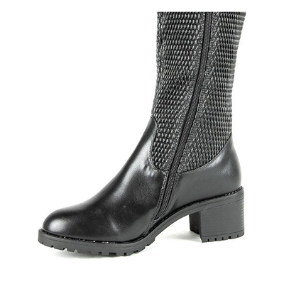 Schwarze Stiefel auf einem niedrigen Pfosten Meri - Footwear