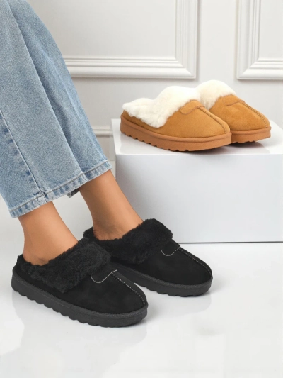 Kurze Damenstiefel a'la Schneestiefel mit Fell Velour Fang