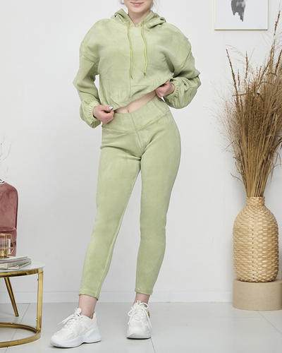 Grünes Damen-Sport-Set Sweatshirt und Leggings - Kleidung