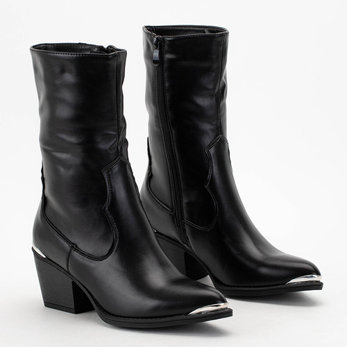 Чорні жіночі ботильйони в ковбойському стилі Rin