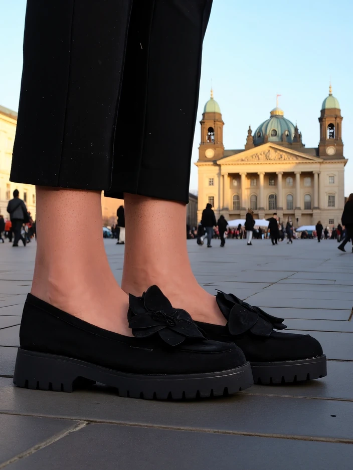 Royalfashion Eco-Suede Damenmokassins mit einer Floverse-Blume