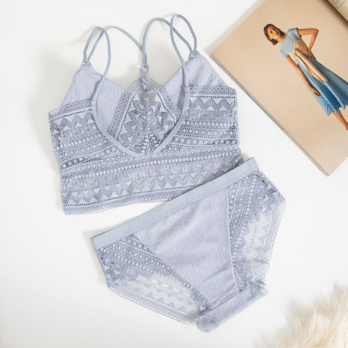 Блакитний жіночий комплект спідньої білизни