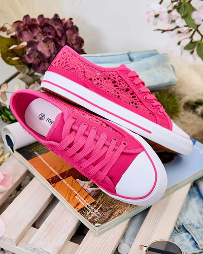 Damen Sneaker Callista Fuchsie - leichtes Gewebe, flache Sohle 2,5 cm