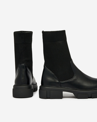 Royalfashion Schwarze Damenstiefel mit Netz Xandra