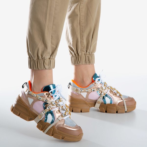 Pink Chunky Sneaker für Damen mit bunten Olyssotia-Einsätzen - Schuhe