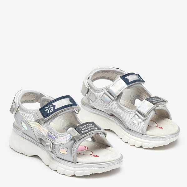 Silberne Kindersandale mit bunten Einsätzen Meniko - Footwear