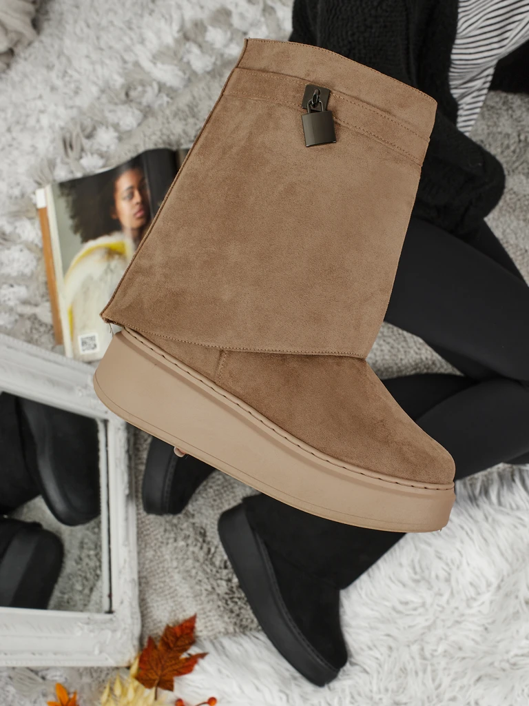 Kurze Damen-Schneestiefel mit abnehmbarem Schaft Elizze