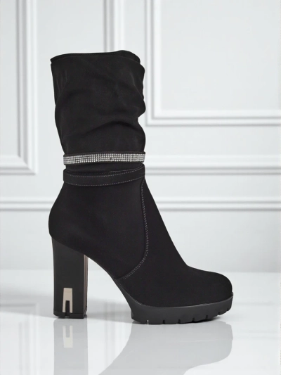 Matte Damen Stiefeletten mit Blockabsatz Ashen Bloom