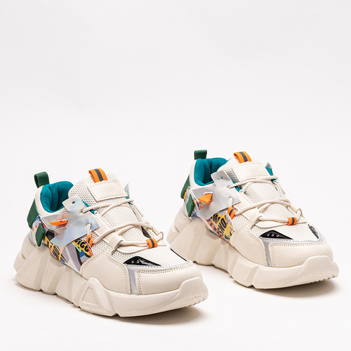 Бежеві кросівки з кольоровими вставками Deroni