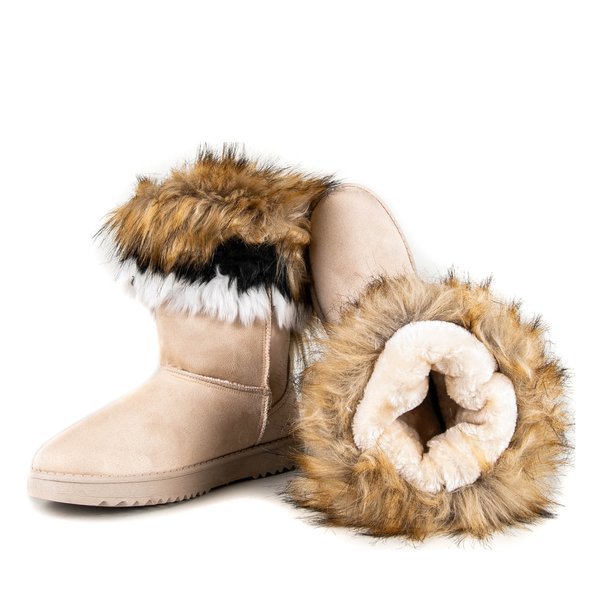 Beige Plateau-Schneeschuhe mit Fell Hellasi - Footwear