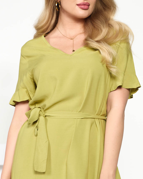 Жіноча зелена сукня максі з краваткою - Одяг