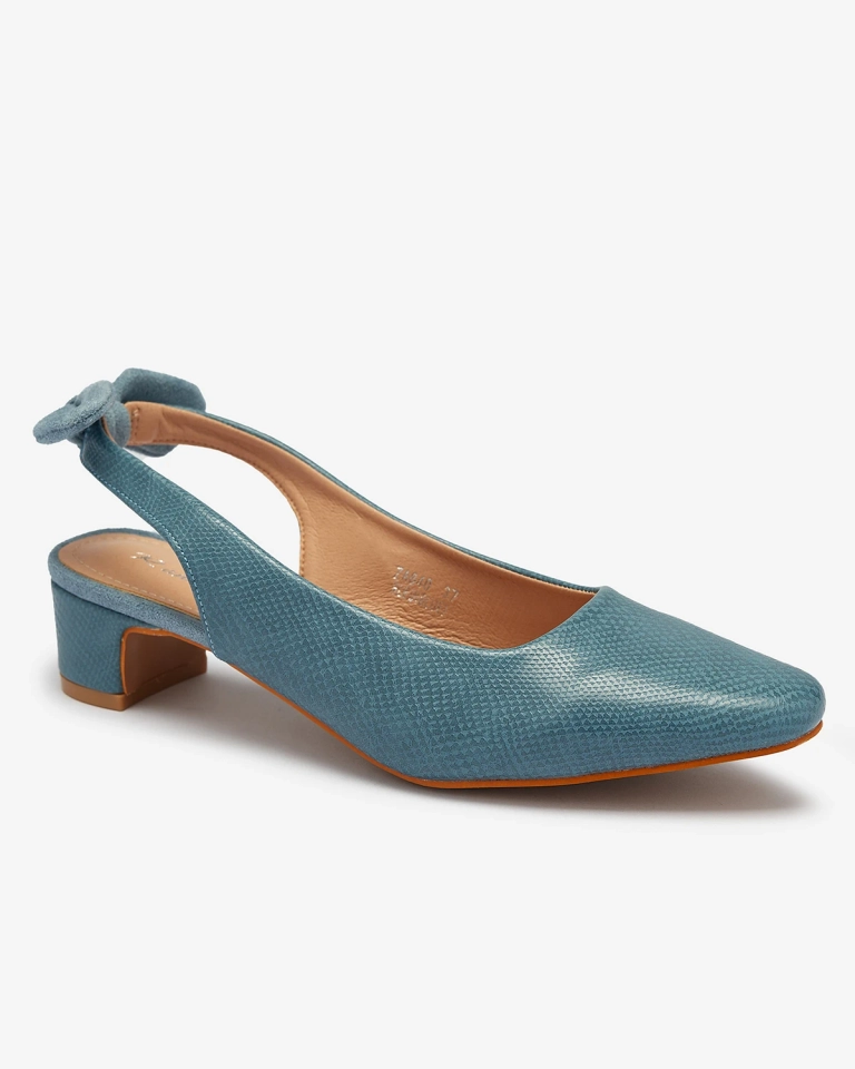 Blaue gefütterte Damenpumps mit Prägung und Schleife Olikasa - Footwear