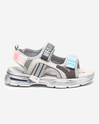 Сірі босоніжки для дівчат з голографічними вставками від Heilol - Footwear