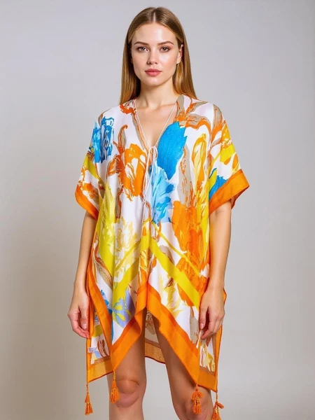 Sommerliches Pareo Royalfashion AURELIA - buntes knielanges Kleid