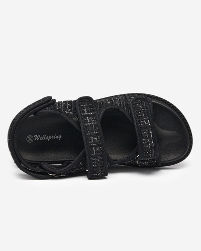 Schwarze Damensandalen aus Stoff Desotty- Footwear