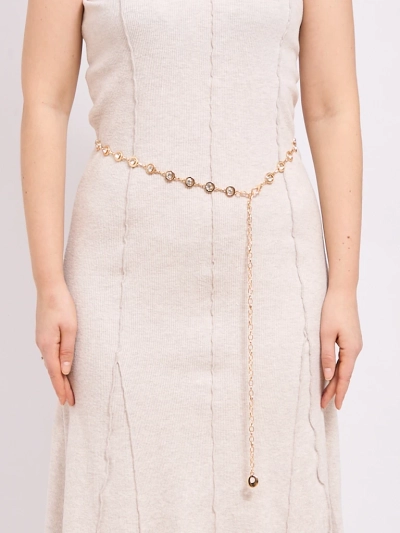 Aurelia Bella Donna – Damen Metallgürtel mit Kristallen, goldfarben 115 cm