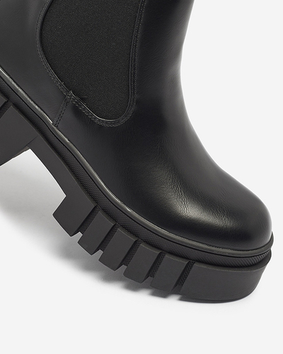 Schwarze Damenstiefel mit dickerer Sohle Olilno- Footwear