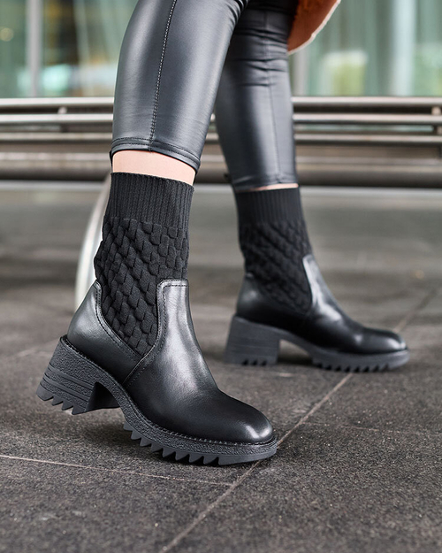 Royalfashion Чорні жіночі черевики Acigog на плоскому каблуці