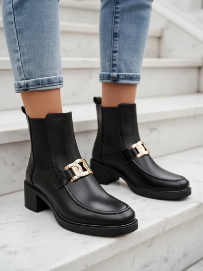 Royalfashion Damen Stiefeletten mit niedrigem Absatz Ewios