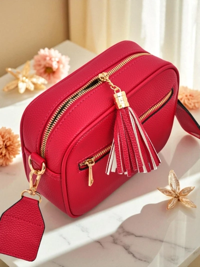 Royalfashion Kleine Damenhandtasche aus Öko-Leder mit buntem Riemen Kovi Lace