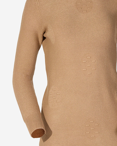 Damen-Pulloverkleid mit Rollkragen, hellbraun - Bekleidung