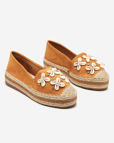 Hellbraune Damen-Espadrilles mit Izira-Dekorationen - Schuhe