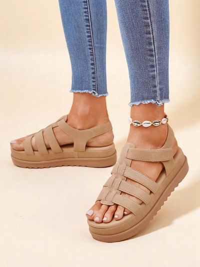 Damen Sandalen Royalfashion Helena Classico Plateau hellbraun