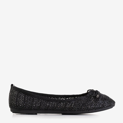 Wewo schwarze Damen geflochtene Ballerinas - Schuhe