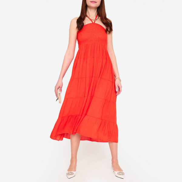 Orangefarbenes Midikleid in PLUS SIZE - Bekleidung