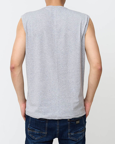 Graues ärmelloses bedrucktes T-Shirt für Herren - Kleidung