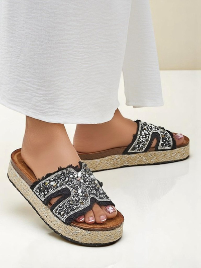 Royalfashion Damenpantoletten mit Candy-Candy-Dekorationen