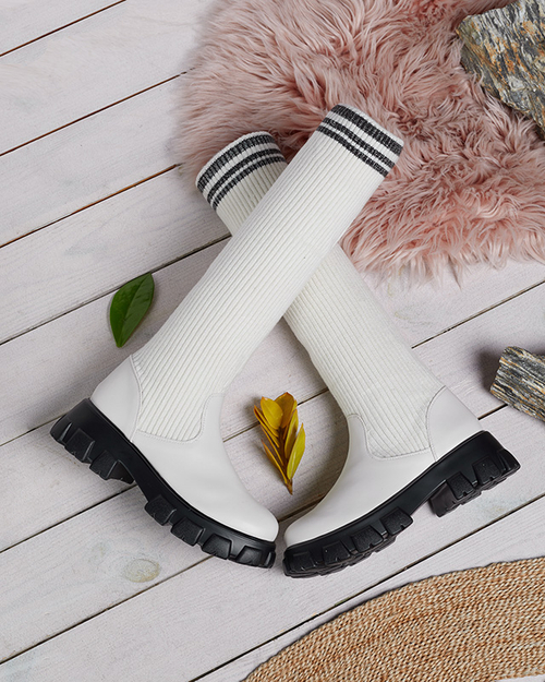 Жіночі високі черевики-сліпони в кольорі екрю Alerpi- Footwear