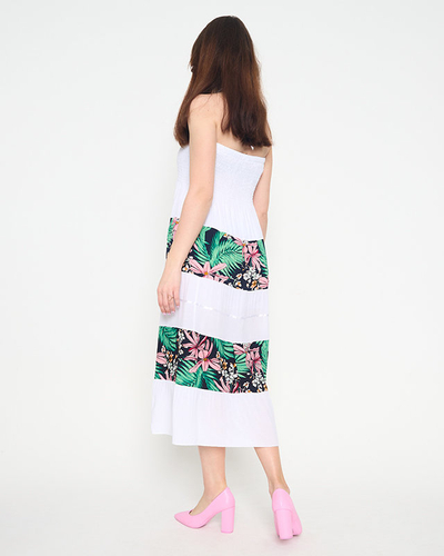 Weißes Midikleid mit Blumenmuster für Damen - Kleidung