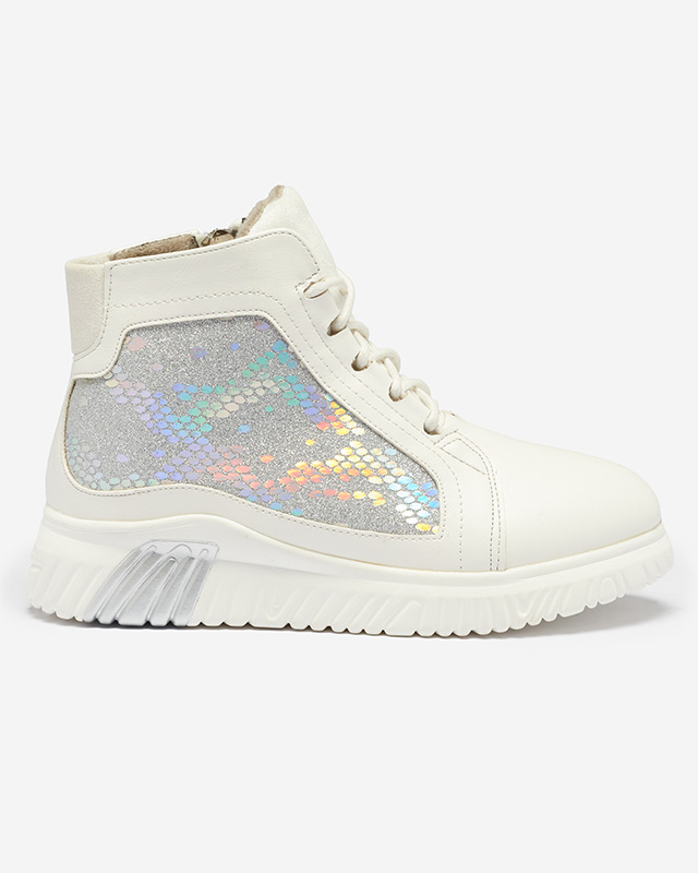 Mädchenstiefel mit silbernen Einsätzen in Weiß Ibersi- Schuhe