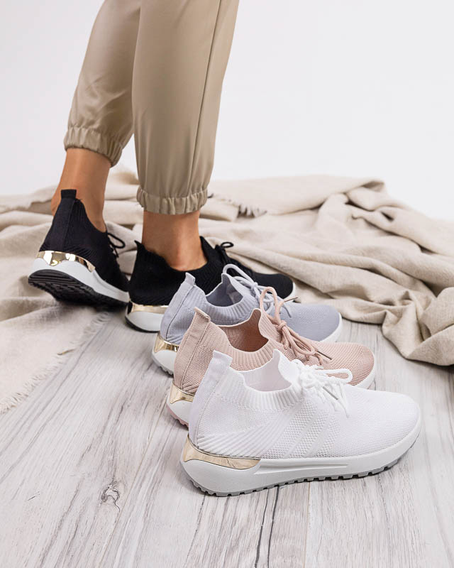 OUTLET Grau gewebte Sportschuhe für Damen Ferroni - Schuhe