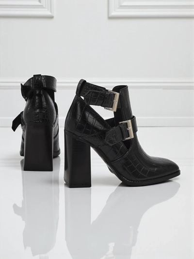 Geprägte Damen Stiefeletten mit Blockabsatz Burnt Halo
