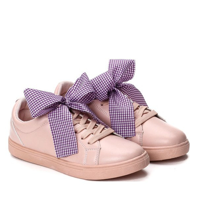 Różowe, sportowe buty z kokardą Alice - Obuwie