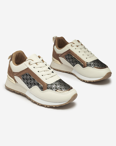 Damen-Schnürschuhe in Beige und Braun Mnerio- Footwear