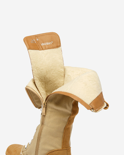 Royalfashion Бежеві жіночі тканинні чоботи Leconen