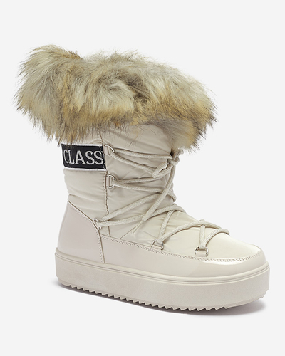 Beige Damen-Schneestiefel mit Fell Lilitsa- Footwear