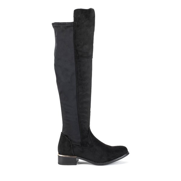 Schwarze Stiefel mit flachem Absatz Leihen - Schuhe 1