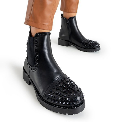 Schwarze Damenstiefel mit Nieten Bombsa - Schuhe