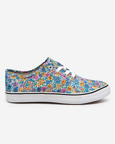 OUTLET Blaue Damensneaker mit Blumen Sertoli - Schuhe
